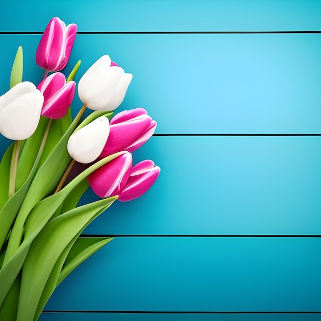 Roze Tulpenbloemen Die Op Blauwe Achtergrond Worden Geïsoleerd