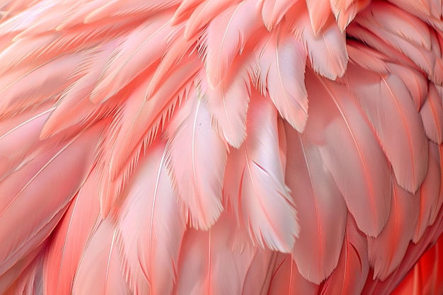 Roze veren achtergrond flamingo pluimpatroon vleugels veer textuur met kopieerruimte