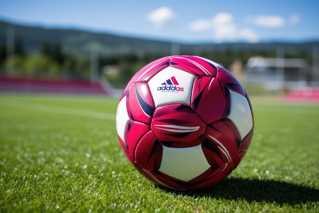 Roze voetbal voor damesvoetbal op het stadionveld Banner voor wedstrijdsportartikelen