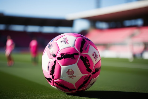 Roze voetbal voor damesvoetbal op het stadionveld Banner voor wedstrijdsportartikelen