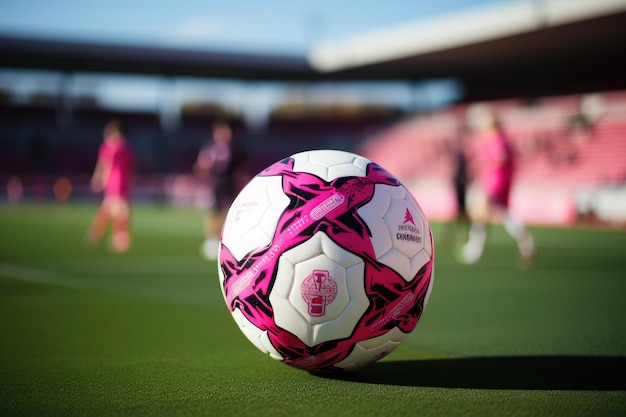 Roze voetbal voor damesvoetbal op het stadionveld Banner voor wedstrijdsportartikelen