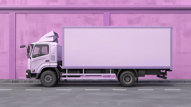 Foto roze vrachtwagen op de roze achtergrond 3d rendering