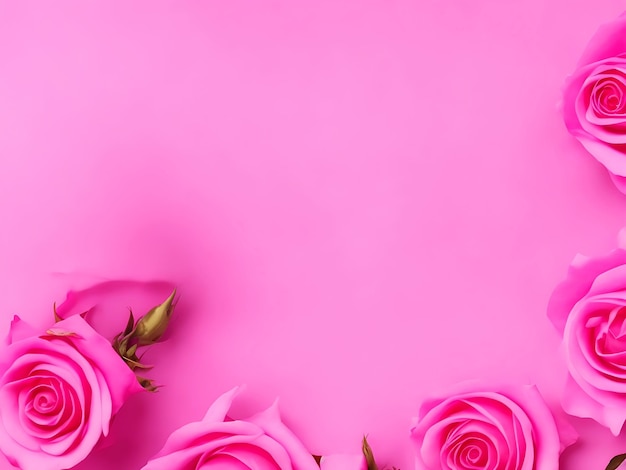 Roze Walpaper met Rose Pink Rose Achtergrond Generatieve Ai