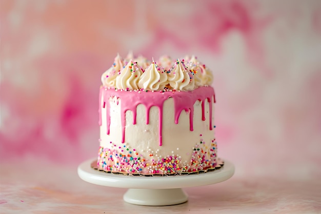 Roze witte baby meisje taart