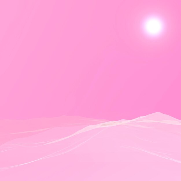 Roze woestijn achtergrond Roze zon heuvels Roze tekening illustratie Minimalisme roze ontwerp 3D renderer