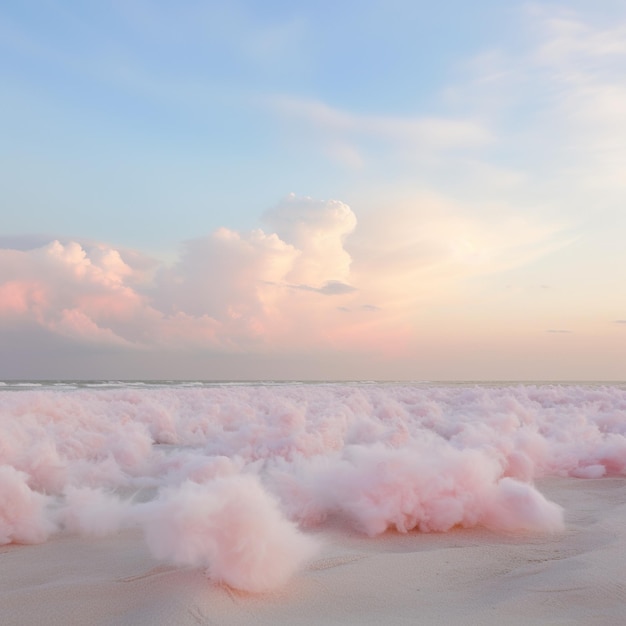 Roze wolkenlandschap over het strand