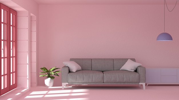 Roze woonkamer