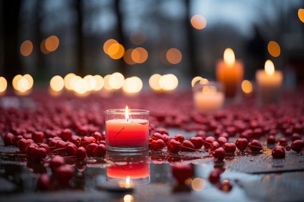 rozen en kaarsen romantische decoratie generatieve ai