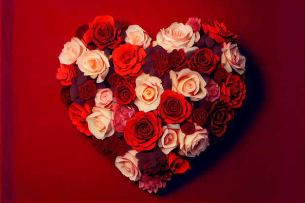 Rozen gerangschikt in een hartvorm houden van valentijnsdag en geven realistisch 14 februari weer
