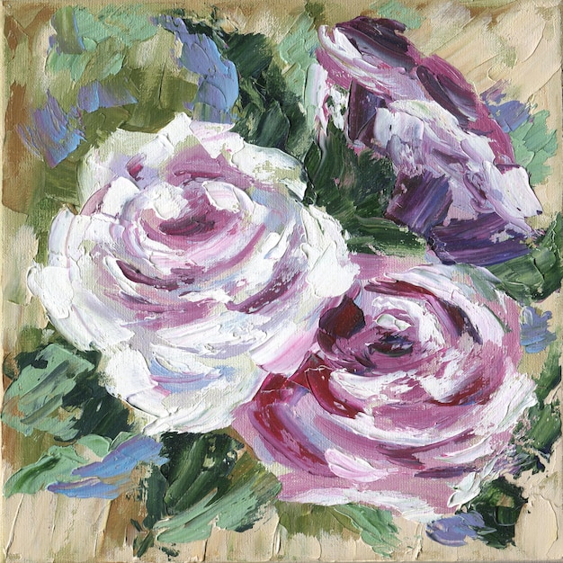 Rozen olieverfschilderij