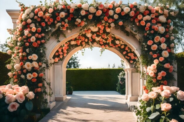 Rozen op een pergola en een pergola