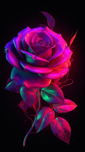 Rozen wallpapers die neon en zwart zijn