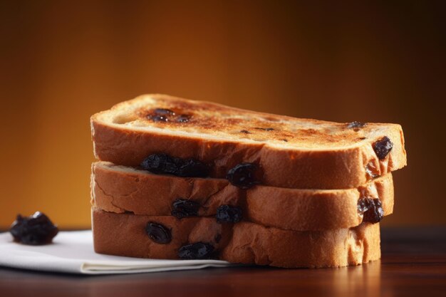 Rozijnenschijfjes brood toast Maaltijdmeel snack Genereer AI