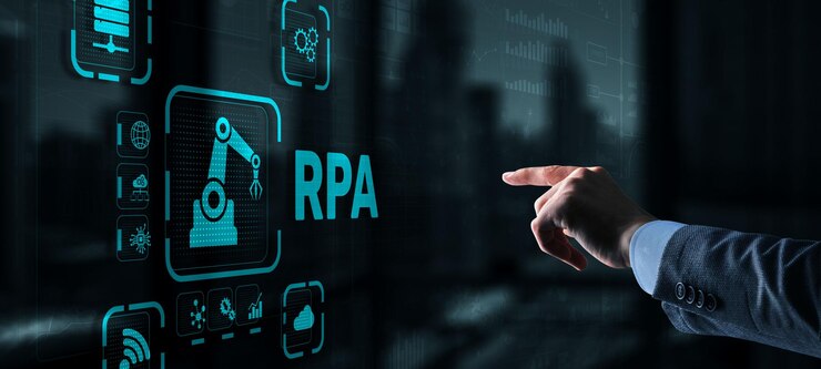 Photo rpa robotic process automation system big data and business concept