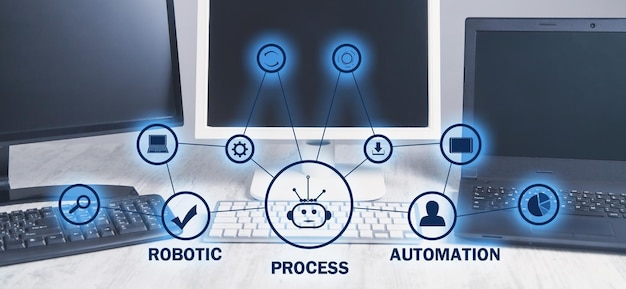 Foto tecnologia aziendale di automazione dei processi rparobot