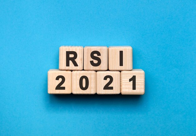 RSI - text concept on wooden cubes with gradient blue background