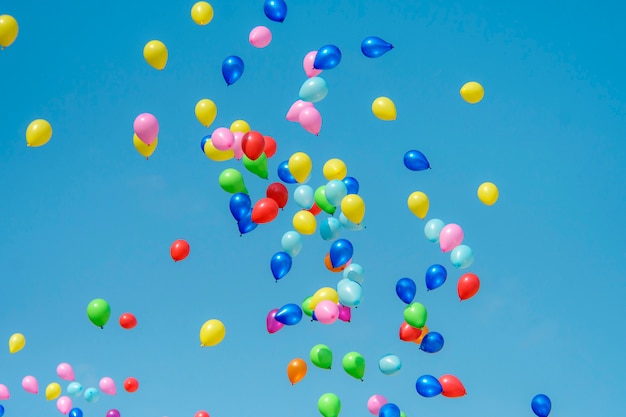 Rubber balloon with blue sky 