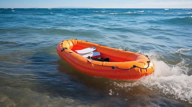 Rubber boats for use in emergencies at sea AI Generated