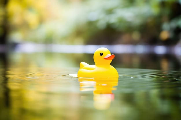 Photo rubber duck floats alone in a pond