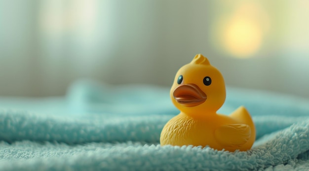 rubber duck on a towel