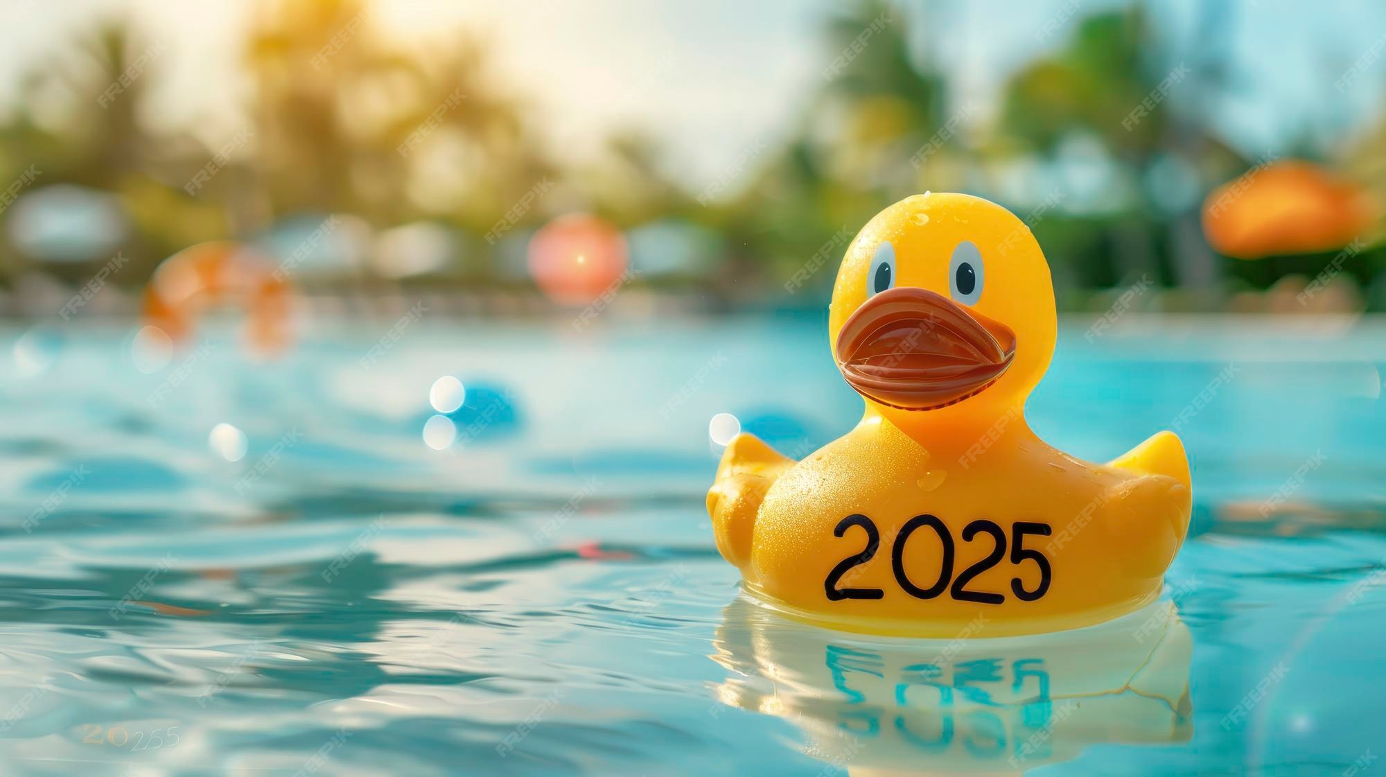 Premium Photo | Rubber duck with the number 2025 inside a pool