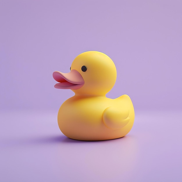 Photo a rubber duck with a pink beak is sitting on a purple background