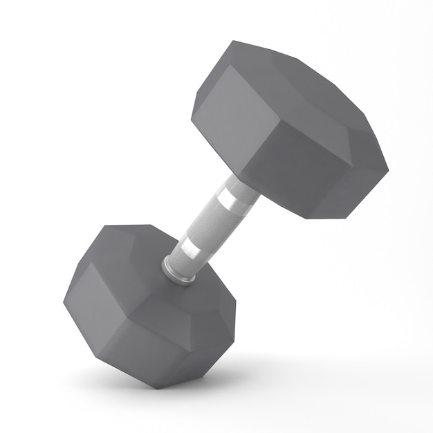 Photo rubber dumbbell left view in white background