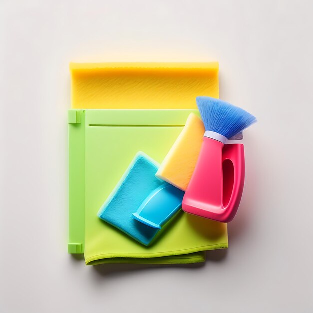 Rubber glove rags and sponge for dishwashing isolated on a white background