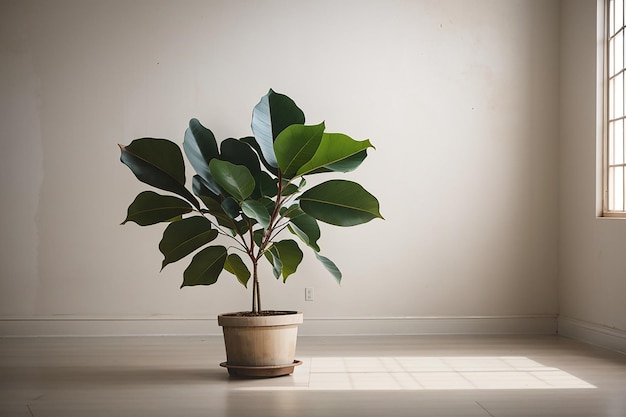 Foto rubber vijgenplant in een lege kamer