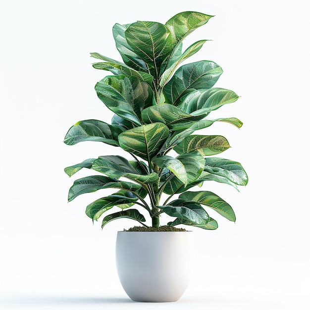 Rubberplant Ficus elastica in een witte pot