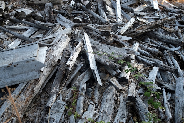 Rubble, wood debris