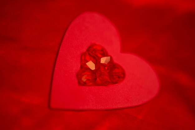 Photo rubies and paper red heart