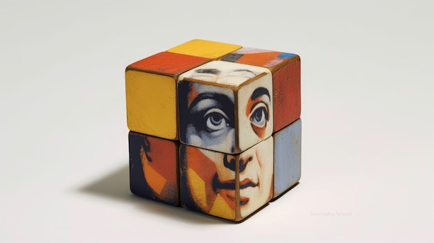 A Rubik's Cube with a Cartoon Face A Colorful and Abstract Design Generated by AI