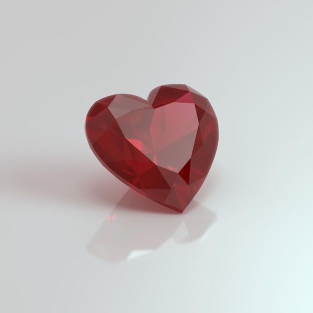 Ruby gemstone heart 3D render