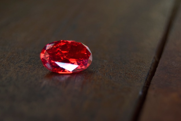 Photo ruby is red gem beautiful by nature for making expensive jewelry