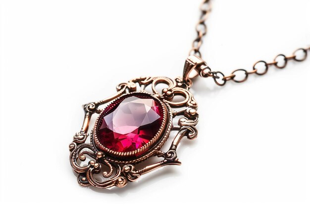 Photo ruby pendant on white background