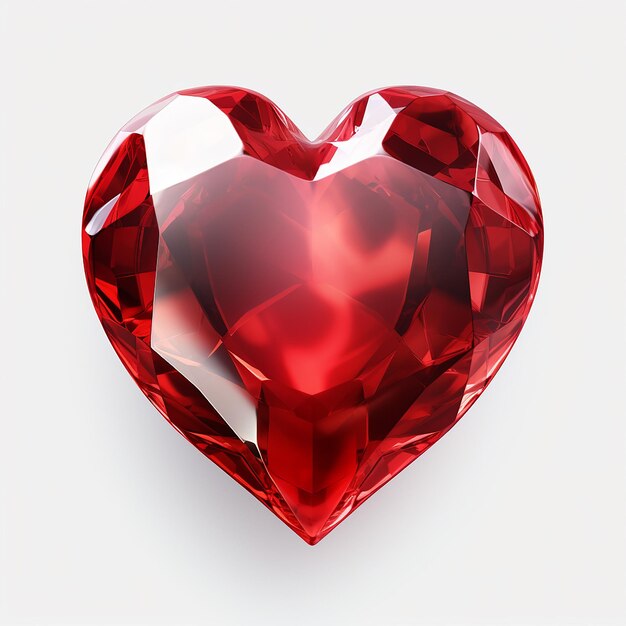 Photo a ruby red heart with a glasslike