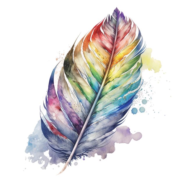 Ruby stone watercolor rainbow feather watercolor 3