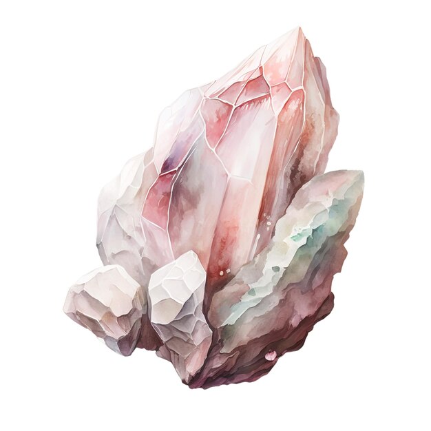 Ruby stone watercolor Rose quartz stone watercolor 3