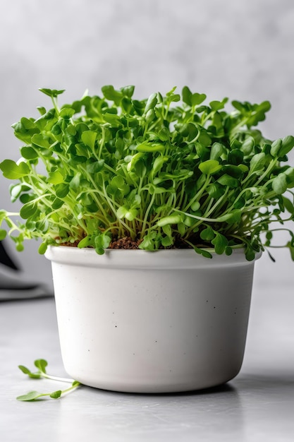 Rucola Salade Groeit In Witte Pot Op Witte Achtergrond Generatieve AI