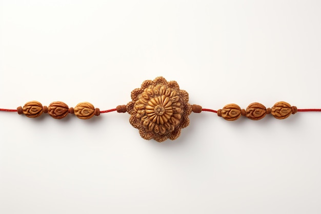 흰색 배경에 Rudraksha Rakhi