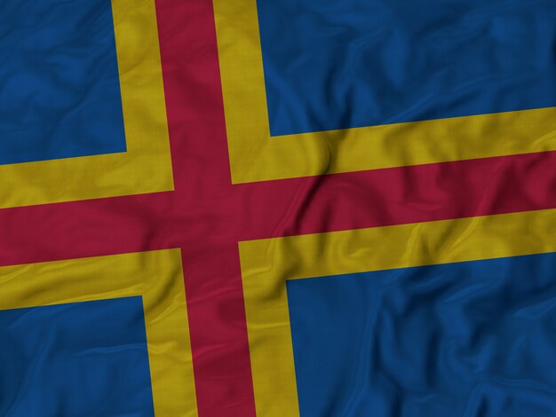 Ruffled Flag of Aland Blowing in Wind