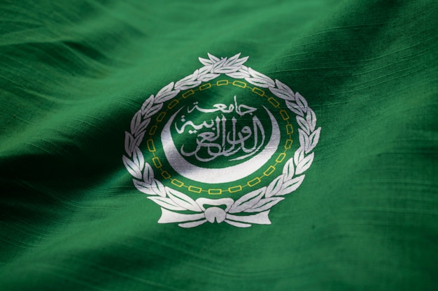 Ruffled Flag of Arab League Blowing in Wind