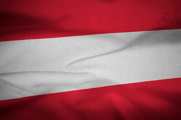 Ruffled flag of austria blowing in wind