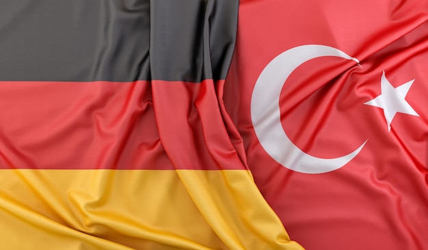 Ruffled Flags of Germany and Turkey 3D Rendering