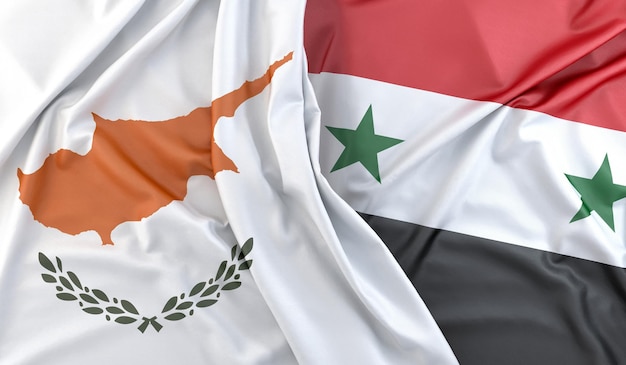 Ruffled Flags van Cyprus en Syrië 3D Rendering