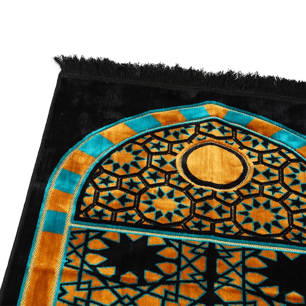 A rug with a design of a mosque on it