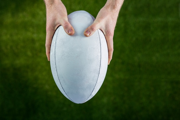 Rugby player catching a rugby ball