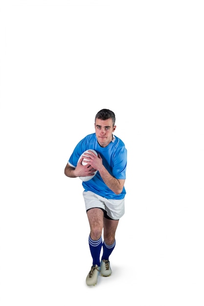 Rugby player running with the rugby ball