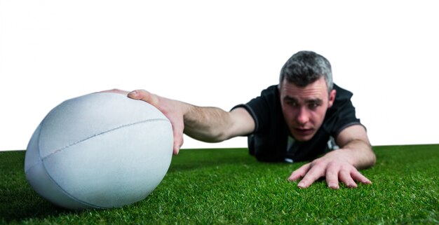 Photo a rugby player scoring a try